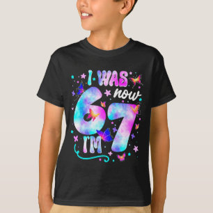 I Was 6 Now I’m 7 Butterfly 7th Birthday Girls Kid T-Shirt