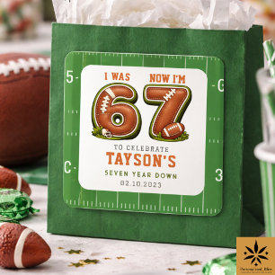 I Was 6, Now I’m 7 – Football America 7th Birthday Square Sticker
