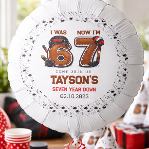 I Was 6, Now I’m 7 – Hockey 7th Birthday Party Balloon
