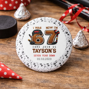 I Was 6, Now I’m 7 – Hockey 7th Birthday Party Button