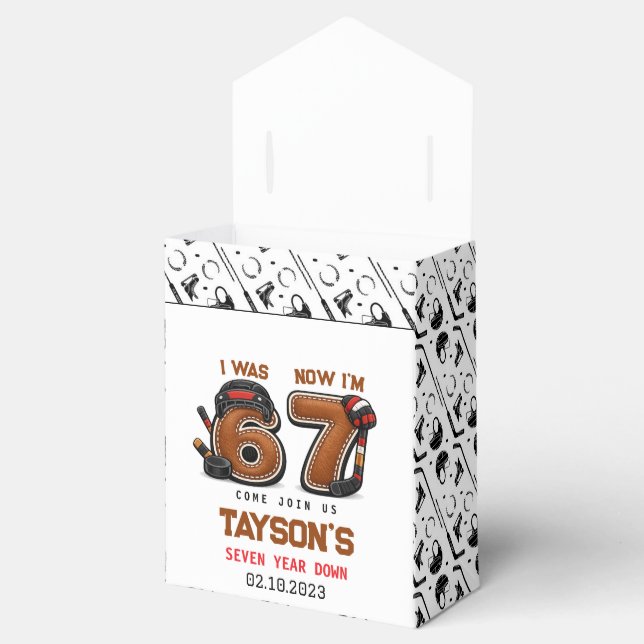 I Was 6, Now I’m 7 – Hockey 7th Birthday Party Favor Boxes (Opened)