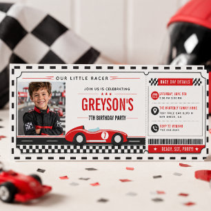 I Was 6 Now I’m 7 Race Car Boy 7th Birthday Ticket Invitation