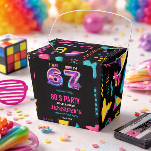 I Was 6 Now I’m 7 Retro Neon 7th Birthday for Kids Favor Boxes