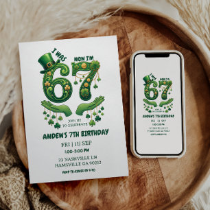 I Was 6 Now I’m 7 St. Patrick’s Day Boy Birthday Invitation