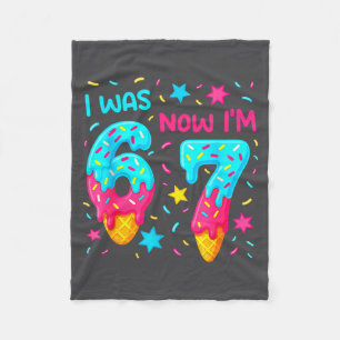 I Was 6 Now I'm 7 67 Birthday Baseball Drip 7 Year Fleece Blanket