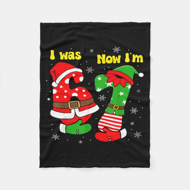 I Was 6 Now I'm 7 67 Seven Year Old Birthday Girls Fleece Blanket (Front)
