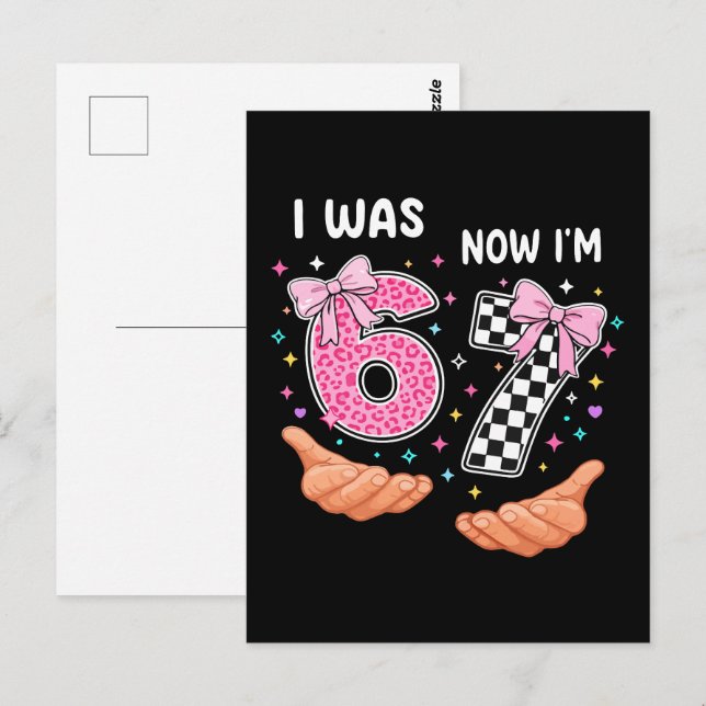 I was 6 now I'm 7 cute birthday numbers Postcard | Zazzle