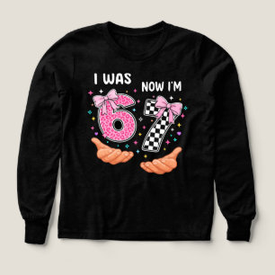 I was 6 now I'm 7 cute birthday numbers Tri-Blend Shirts