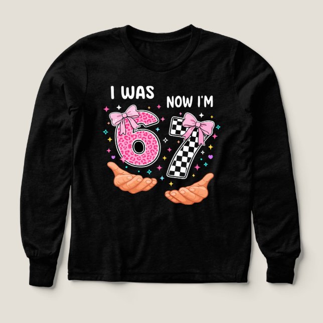 I was 6 now I'm 7 cute birthday numbers Tri-Blend Shirts (Design Front)