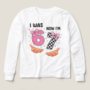 I was 6 now I'm 7 cute birthday numbers Tri-Blend Shirts