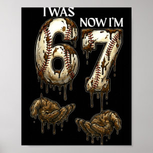 I Was 6 Now Im 7 Funny Baseball 6 7 Birthday Boys  Poster