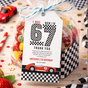 I Was 6 Now I'm 7 Race Car Boy 7th Birthday Party Gift Tags