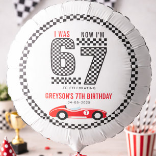 I Was 6 Now I'm 7 Race Car Boy Birthday Party Balloon