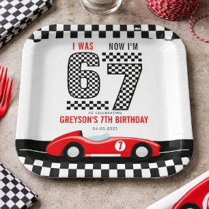 I Was 6 Now I'm 7 Race Car Boy Birthday Party Paper Plates