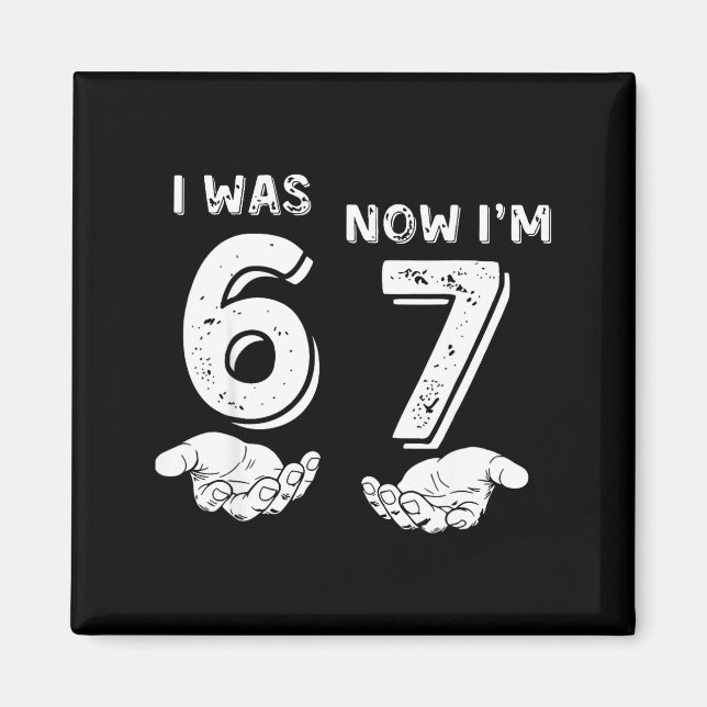 I Was 6 Now I'm 7 Six Seven Meme With Hands 7th Bi Magnet (Front)