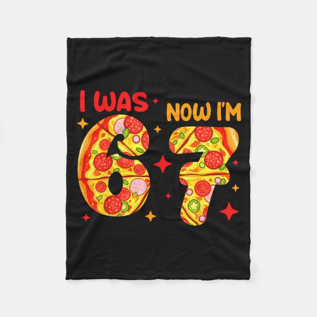 I Was 6 Now I'm 7 Zza Birthday 7 Year Old Theme  Fleece Blanket (Front)