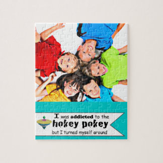 I was Addicted to the Hokey Pokey Typography Quote Jigsaw Puzzle