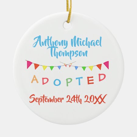 I Was Adopted Banners Custom Name-date Ceramic Ornament