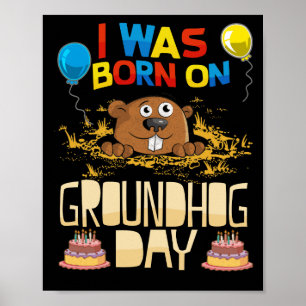 I Was Born On Groundhog Day - Groundhog Birthday Poster