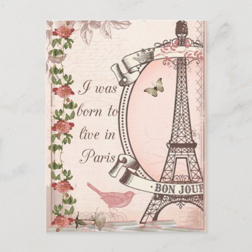I Was Born to Live in Paris Postcard