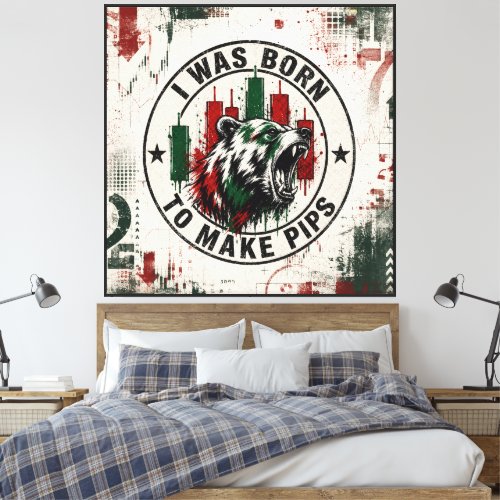 I Was Born to Make Pips Red Green Grunge Bear Canvas Print
