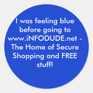 I was feeling blue before going to www.iNFODUDE... Classic Round Sticker