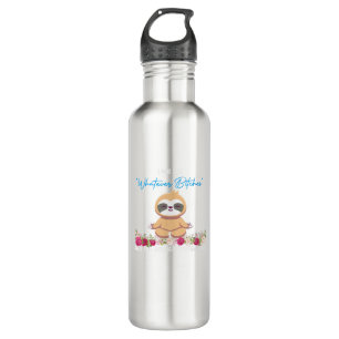 I Was Like Whatever Tee Sloth Yoga Meditating Slot Stainless Steel Water Bottle
