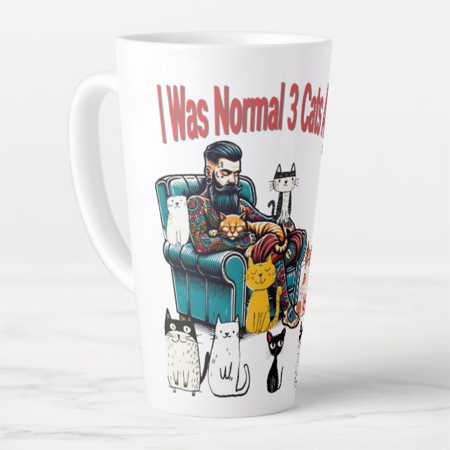 I Was Normal 3 Cats Ago – Funny Cat Mug  (Left Angle)