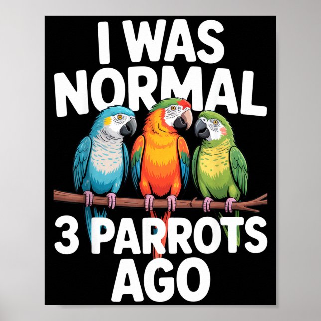 I Was Normal 3 Parrots Ago Funny Bird Lover Casual Poster (Front)