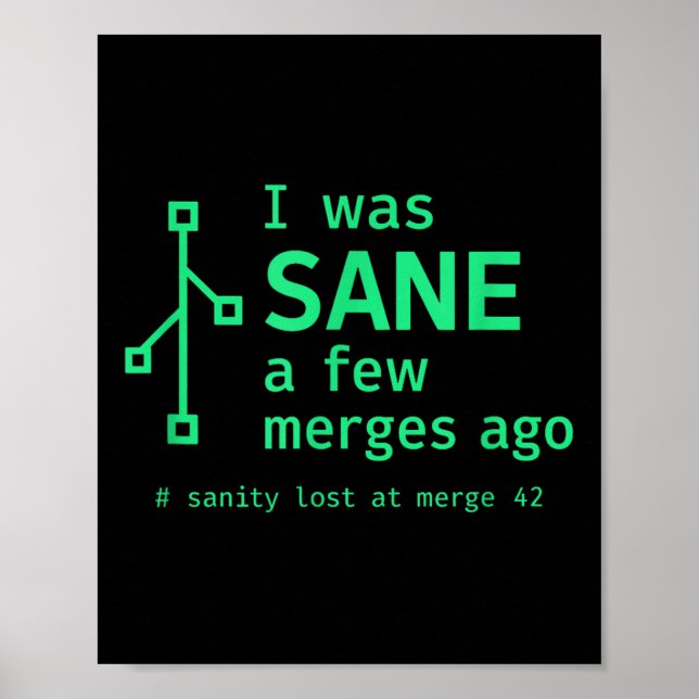 I Was Sane A Few Merges Ago Sarcastic Programmer  Poster (Front)