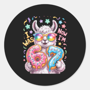 I was six i'm seven 6 7 llama 67 meme 7th birthday classic round sticker
