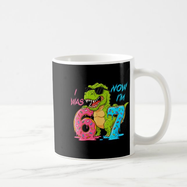 I Was Six Now I'm Seven T-rex Dinosaur 67 Meme 7th Coffee Mug (Right)