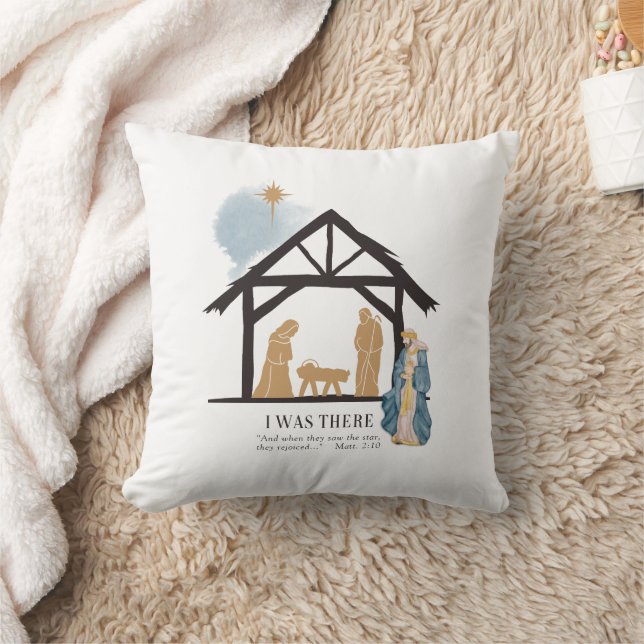 I Was There Wiseman Nativity Scene Christmas Throw Pillow (Blanket)
