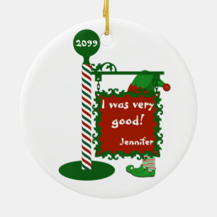 "I was very good" or "naughty" Santa Christmas Ceramic Ornament