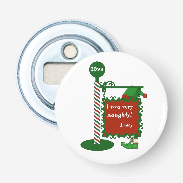 "I was very naugty" or "good" Santa Christmas Bottle Opener (Front)