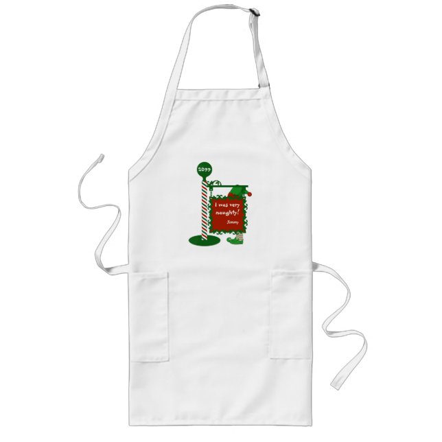 "I was very naugty" or "good" Santa Christmas Long Apron (Front)