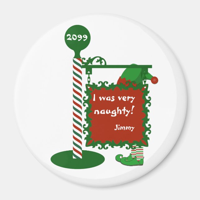 "I was very naugty" or "good" Santa Christmas Magnet (Front)