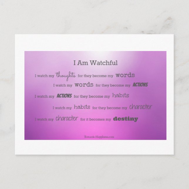 I Watch My Thoughts Postcard (Front)