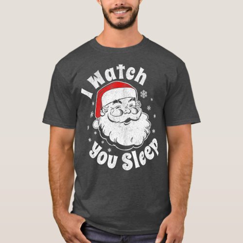 I Watch You Sleep Christmas Creepy Santa Retro Par T_Shirt