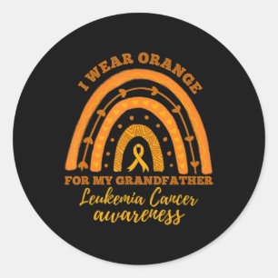 I We Wear Orange For Grandfather Leukemia Cancer A Classic Round Sticker