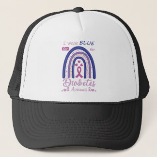i weae blue for diabetes awearenes trucker hat