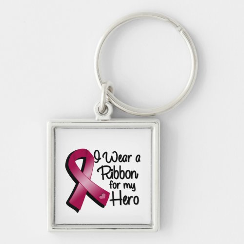 I Wear a Burgundy Ribbon For My Hero Keychain