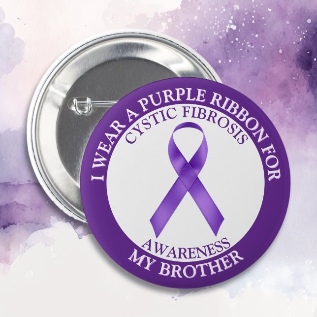 I Wear a CF Purple Ribbon for my Brother Button (Creator Uploaded)