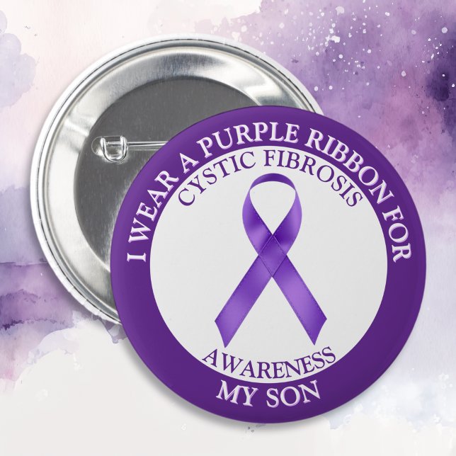 I Wear a CF Purple Ribbon for my Son  Button (Creator Uploaded)