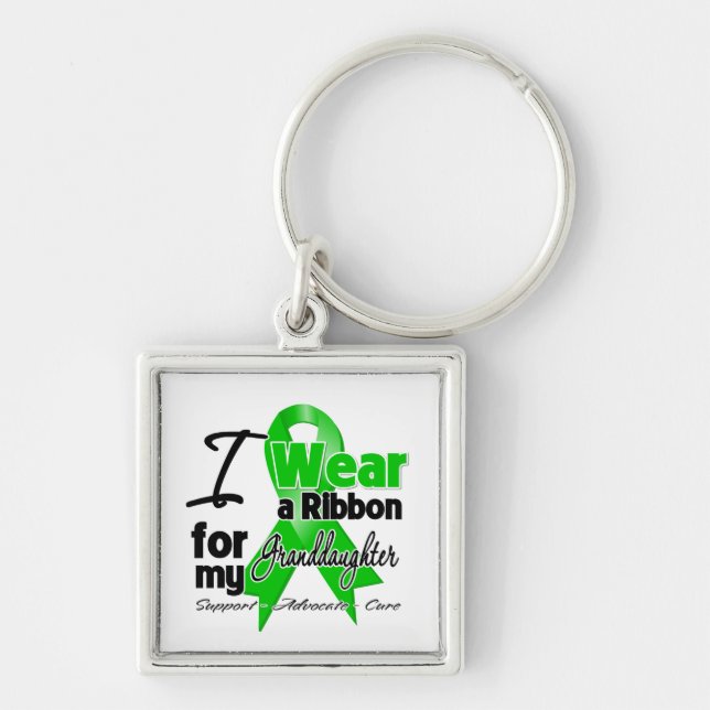 I Wear a Green Ribbon For My Granddaughter Keychain (Front)