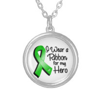 I Wear a Green Ribbon For My Hero Silver Plated Necklace