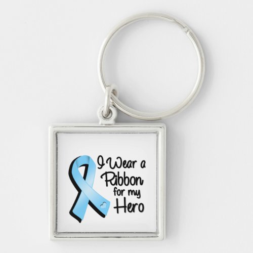 I Wear a Light Blue Ribbon For My Hero Keychain