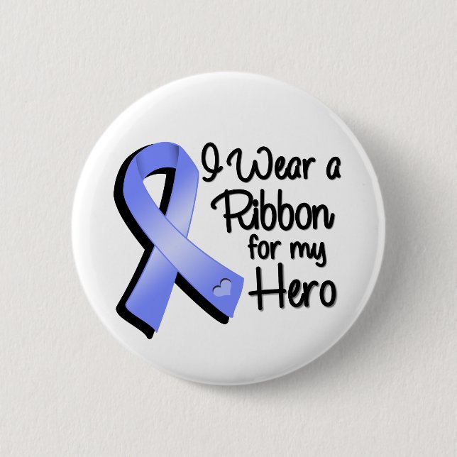 I Wear a Periwinkle Ribbon For My Hero Pinback Button (Front)