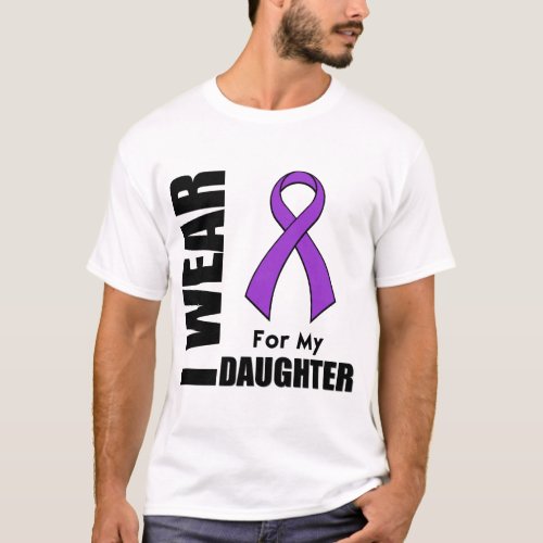 I Wear a Purple Ribbon For My Daughter T_Shirt