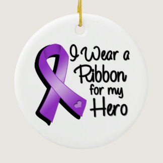 I Wear a Purple Ribbon For My Hero Ceramic Ornament